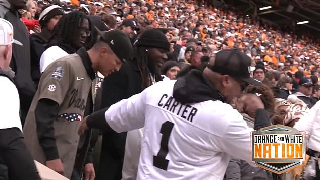 Javier Pavia (brown shirt) was seen arguing with officials earlier in the game