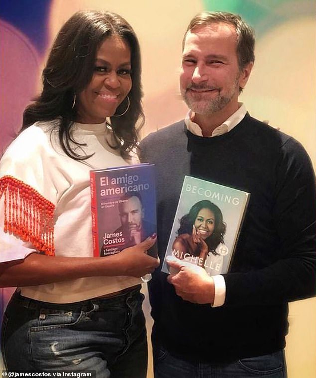 James Costas, an HBO executive who served as the ambassador to Spain under former President Obama, proclaimed that 'big checks are being written' for Newsom. He is pictured with former First Lady Michelle Obama