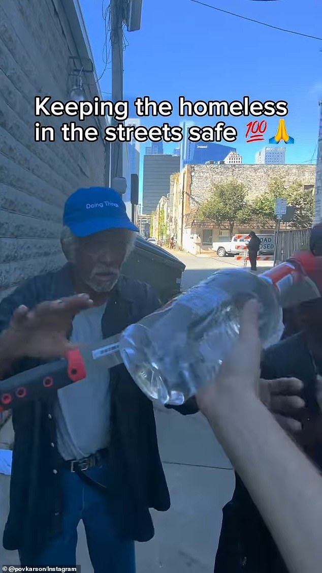 Castillo has previously filmed himself handing out handles of vodka to homeless people