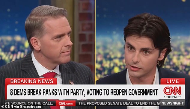 Dylan Douglas, 25, was left stuttering during a debate with Scott Jennings on November 10