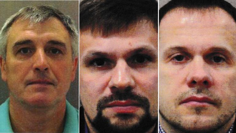 Left to right, Sergey Fedotov, Ruslan Boshirov and Alexander Petrov. Pics: UK Counter Terrorism Policing
