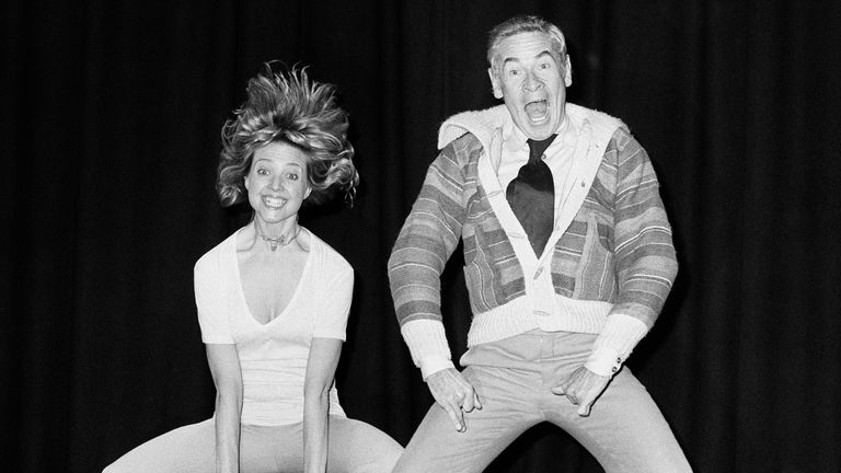 Scots comedian Stanley Baxter and Julie Dean, a Brian Rogers dancer, rehearsing for Stanley Baxter on Television in 1979. Pic: PA