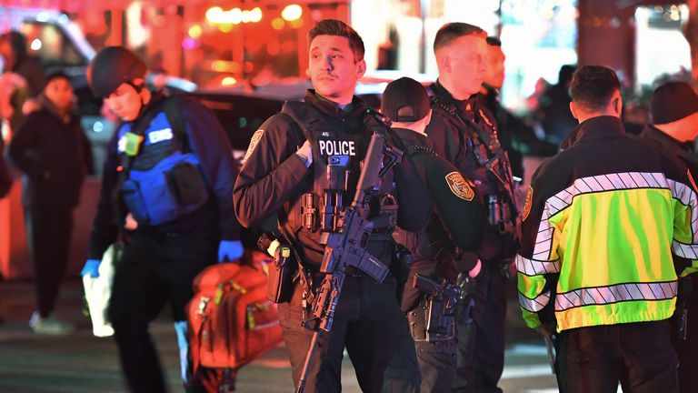 Police at the scene. Pic: AP