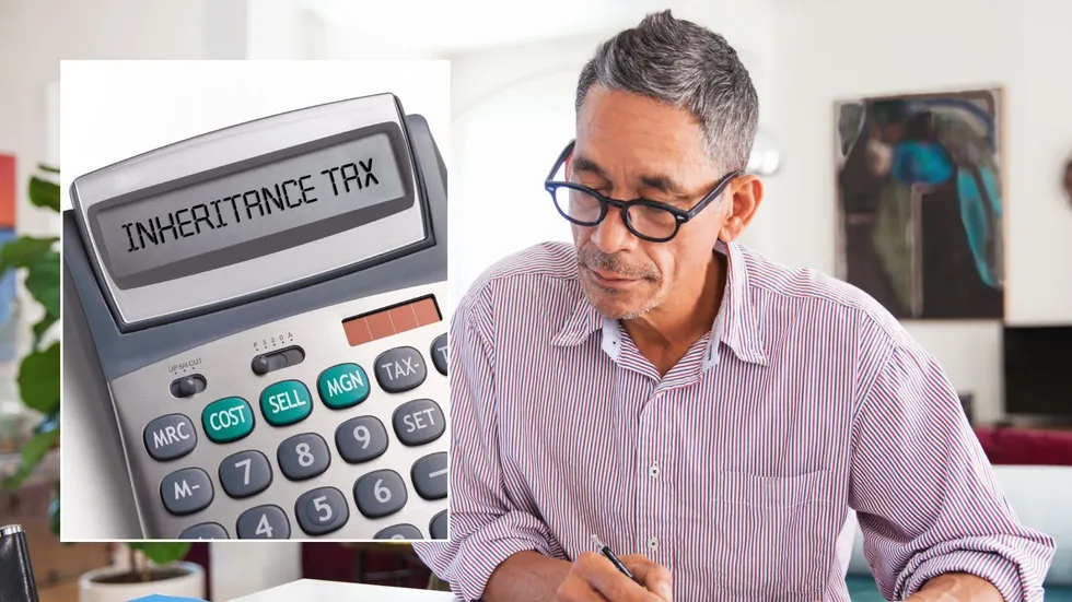 Man going over finances and inheritance tax on calculator