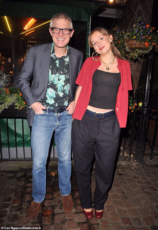 Elsewhere Jeremy Vine was joined by his daughter for the party as the pair posed outside