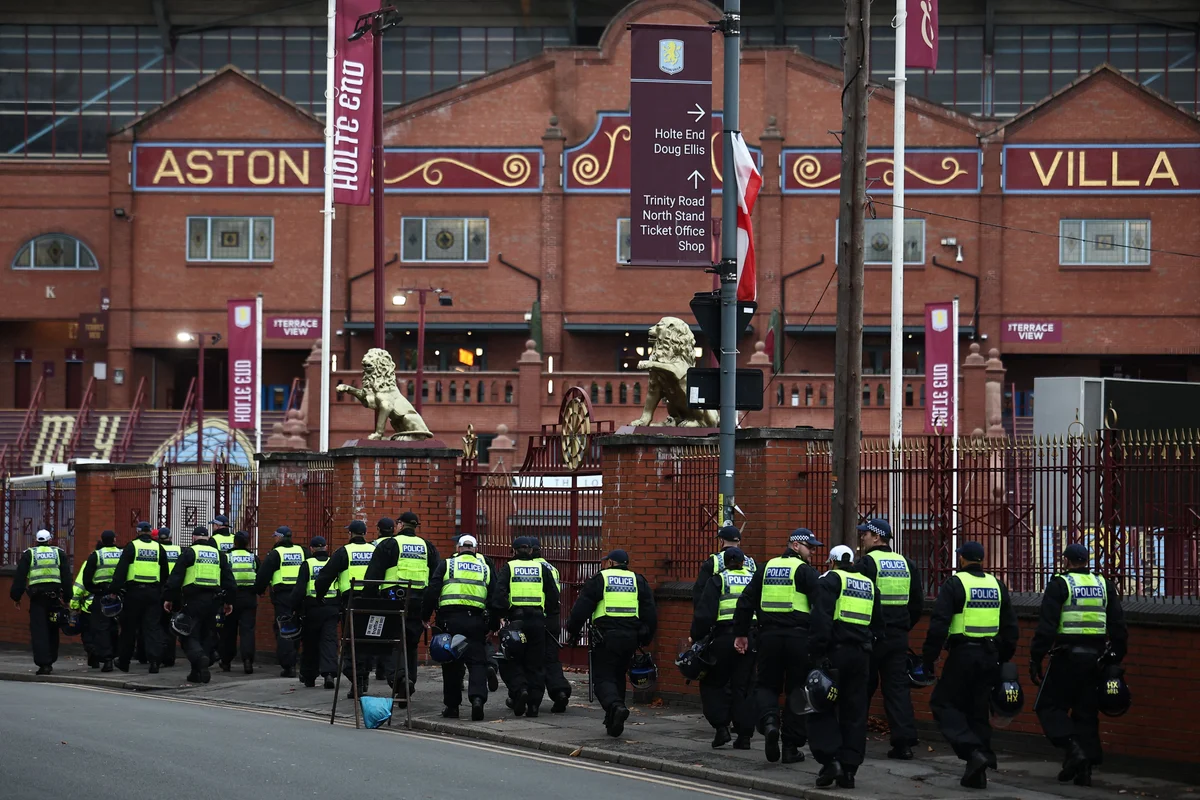 Police in force outside Villa Park