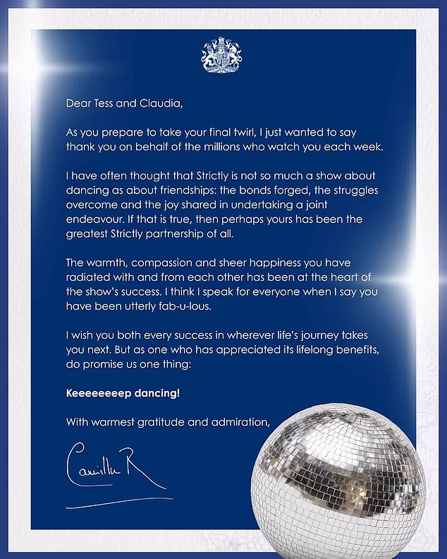 Tess and Claudia were left blown away as Craig Revel Horwood read out a special letter from Her Majesty The Queen