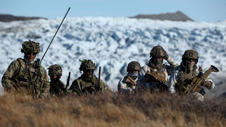 Denmark, Norway, Sweden, Germany and France took part in military drills in Greenland in September. Pic: Reuters