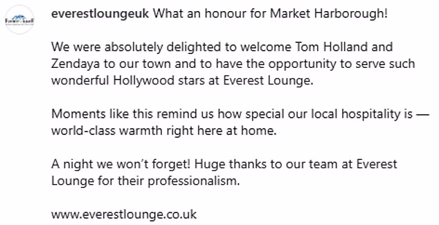 Sharing pictures of the couple on the restaurant's Instagram, Mr Karanjit wrote: 'What an honour for Market Harborough!'