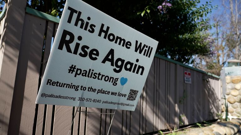 A sign displayed in Pacific Palisades