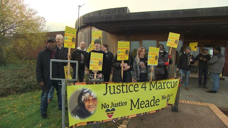 Protesters outside West Mercia Police headquarters