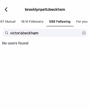 Brooklyn has also removed his mother from his followers