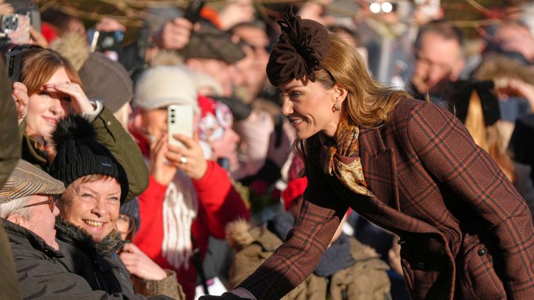 Princess of Wales meets members of the public.
Pic: AP