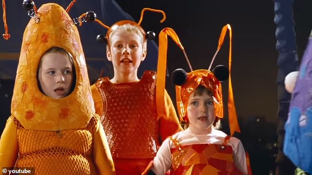 The nativity scene is one of the most memorable as it featured kids dressed as various creatures - however, many may not know that Richard cast his children as extras in the school Nativity play scene (his daughter Scarlett pictured as the lobster)