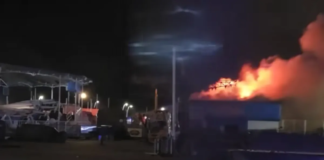 Huge blaze at Ocean Beach Pleasure Park as fire fighters work through the night to tackle flames