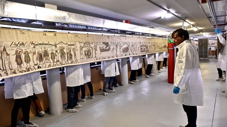 Technicians in France digitalised the tapestry in 2020. Pic: AP