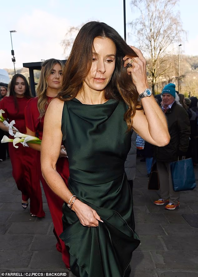 The dark green silk dress worn by the bride's mother, 51-year-old Tana,was also from Lady Beckham's label