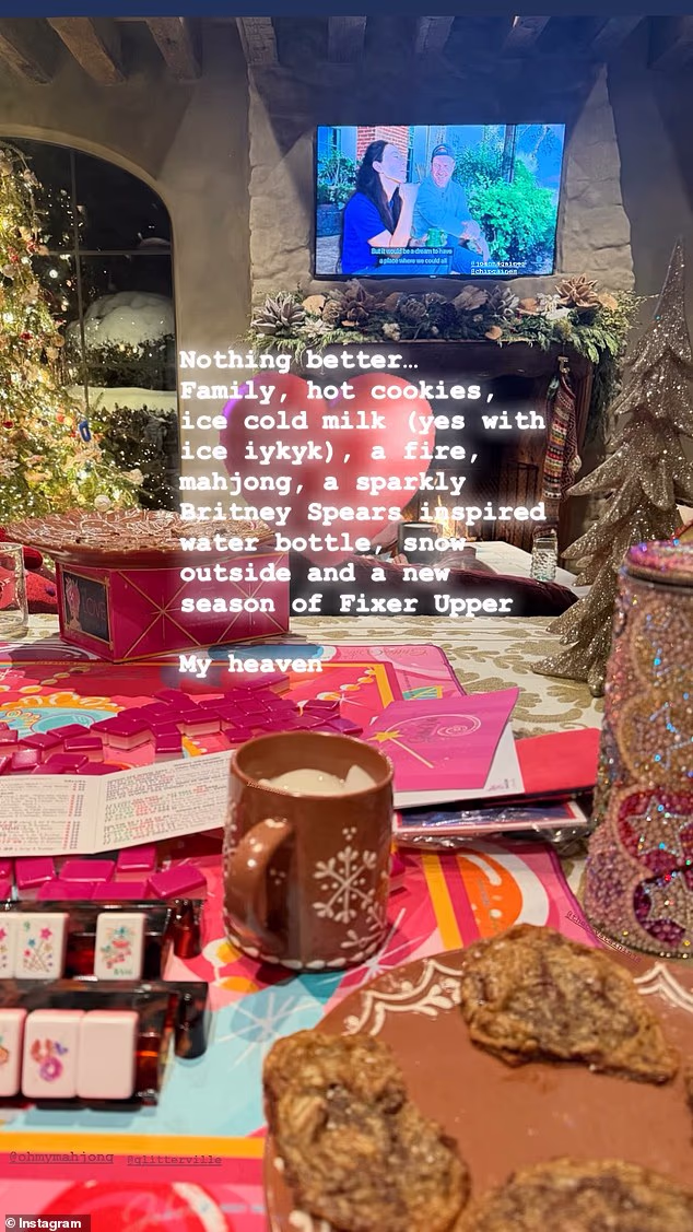 She told her followers of the activities and refreshments she had on hand as she relaxed during the holiday downtime with loved ones.