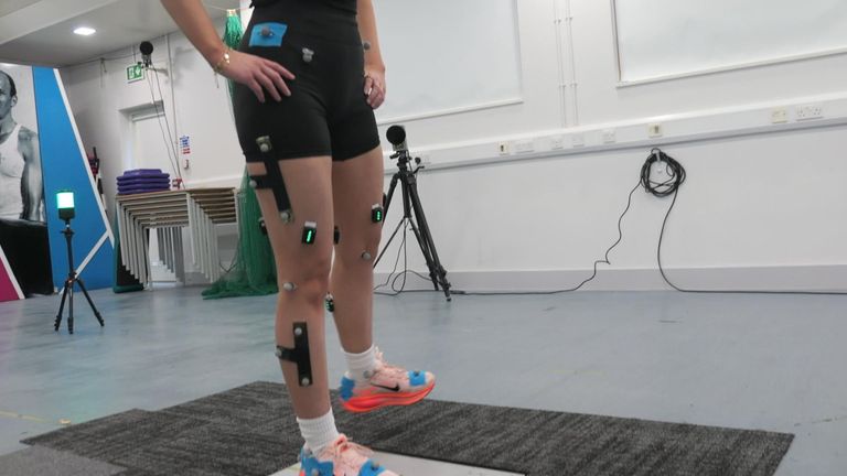 Jessica Nuttman's movements are captured by 3D motion cameras