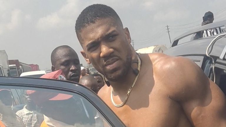 Anthony Joshua was taken to hospital after the crash