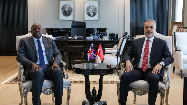 David Lammy meets with Turkish Foreign Minister Hakan Fidan  in Ankara earlier this year, when he was foreign secretary. Pic: Turkish Foreign Ministry/Reuters