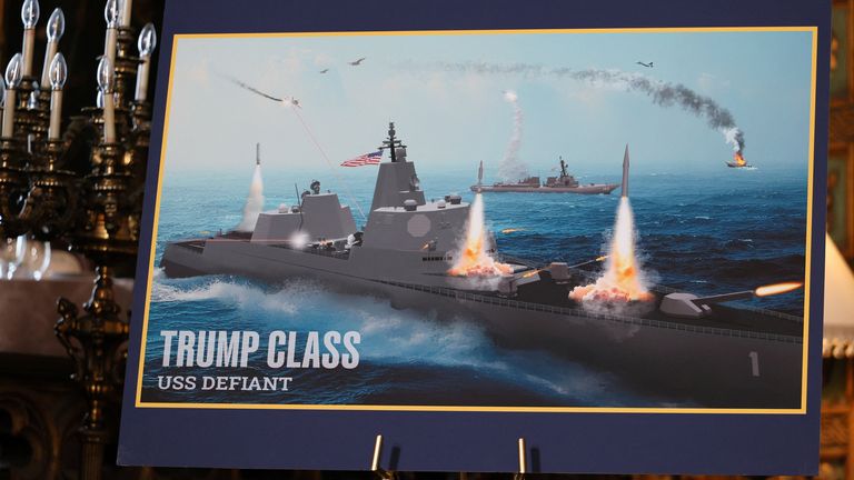 Images of the new 'Trump Class' battleship. Pic: Reuters