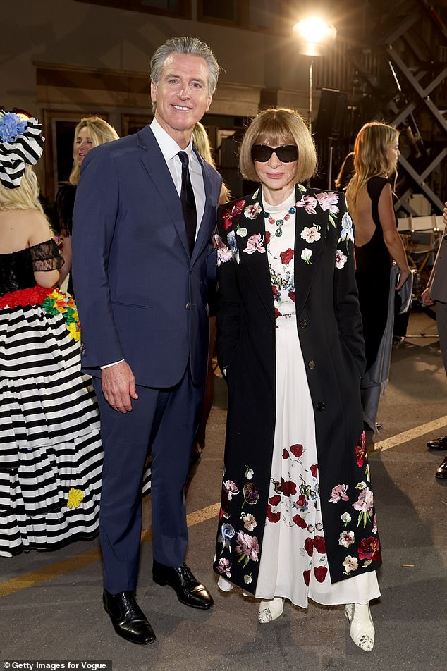 California Governor Gavin Newsom is already getting major financial support from Hollywood megadonors for a potential presidential run in 2028. He is pictured in October with former Vogue editor-in-chief Anna Wintour
