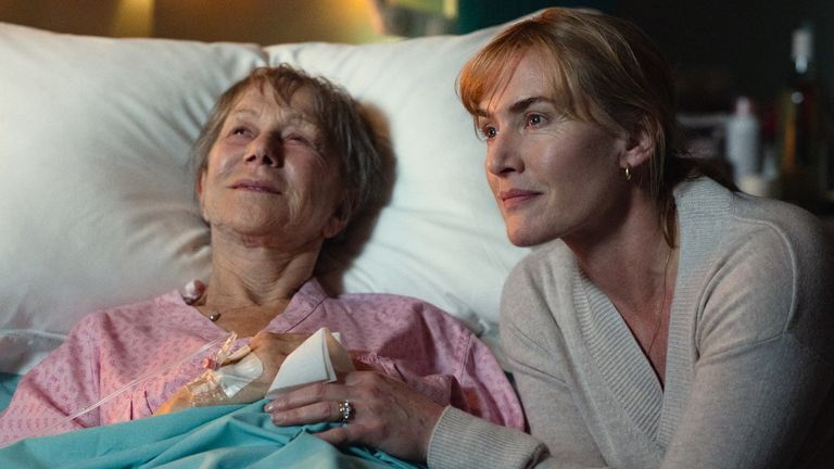 Helen Mirren (left) as June and Kate Winslet (right) as Julia in Goodbye June. Pic: Netflix