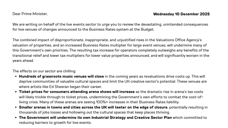 The full letter from trade bodies to the prime minister.