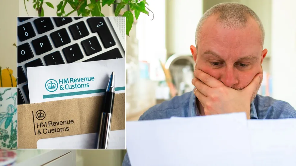 Man looking shocked and HMRC letter