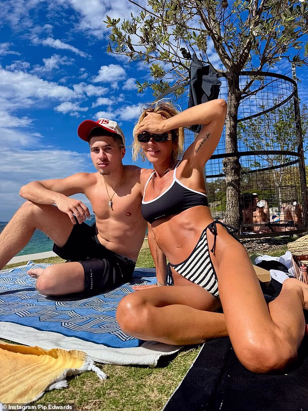 Pip Edwards, 45, took to Instagram on Saturday to share a series of photos that documented her quality time with son Justice, 19
