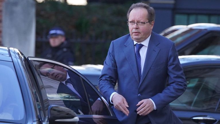Ambassador Andrei Kelin of Russia leaving the Foreign, Commonwealth and Development Office in central London in 2022. Pic: PA