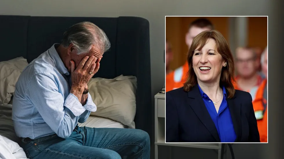 Worried man and Rachel Reeves