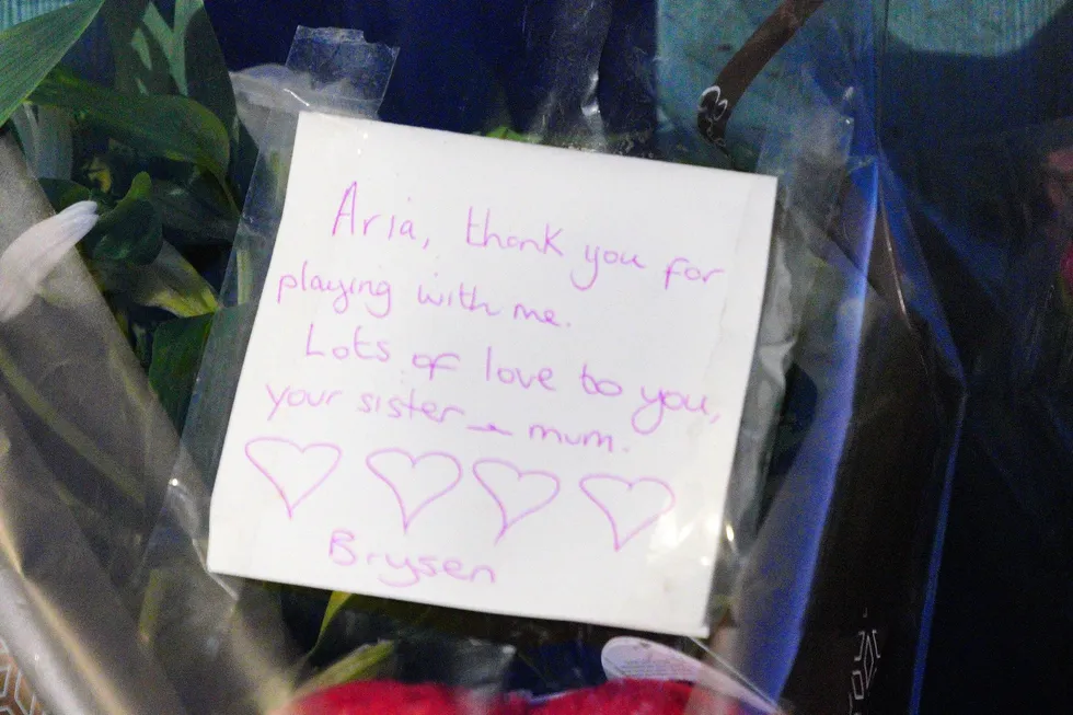 A message on flowers near the scene in Lime Close, \u200b
