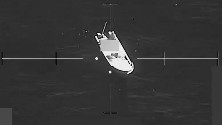 One of the boats targeted during the strikes. Pic: X/@Southcom