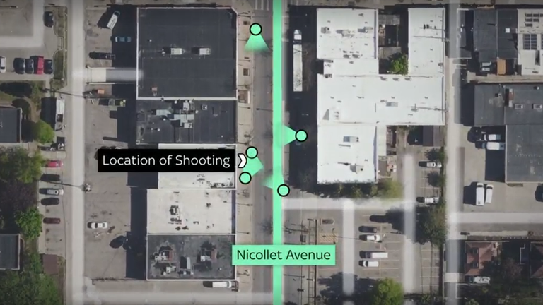 Map shows location of shooting and video angles verified by Sky News