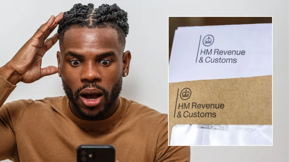 Man looking at phone and HMRC letter