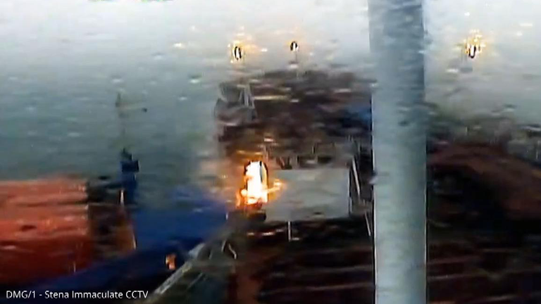 Flames can be seen immediately after the collision. Pic: Humberside Police