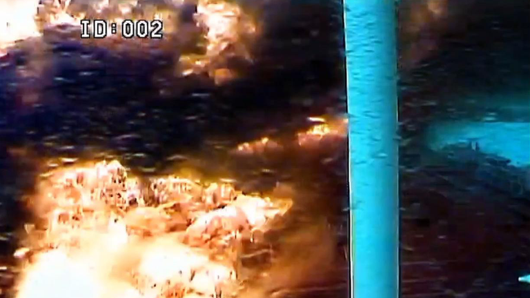 An explosion can be heard, with crew members on the Stena Immaculate shouting: "This is not a drill." Pic: Humberside Police