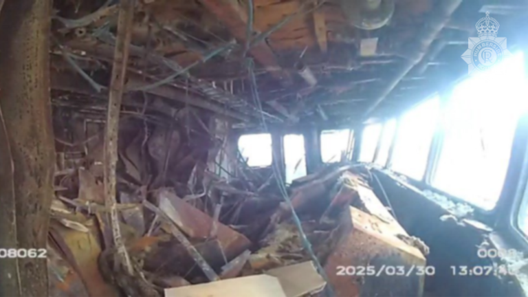 Fire damage on the Solong. Pic: Humberside Police