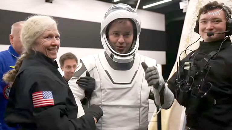 Oleg Platonov disembarking. Pic: NASA