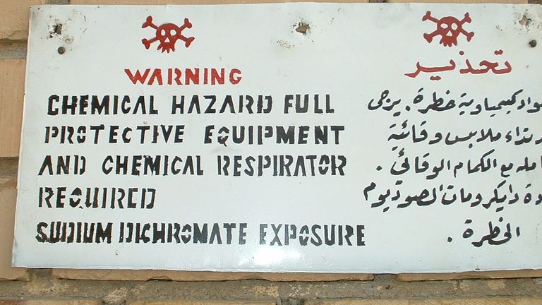 The warning sign went up months after UK troops arrived at the site. Pic: Eric Page