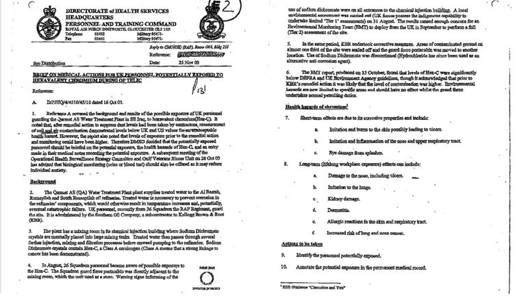 RAF letter obtained under the Freedom of Information Act