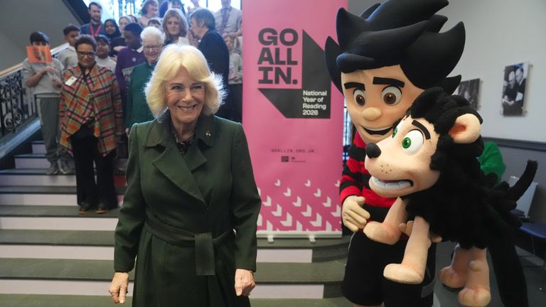 Queen Camilla during a visit to the National Library of Scotland in Edinburgh on Monday. Pic: PA