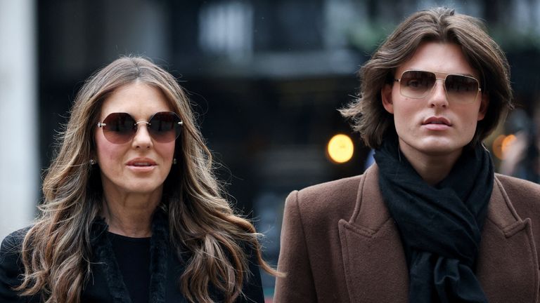 Liz Hurley and Damian Hurley arriving at court. Pic: Reuters