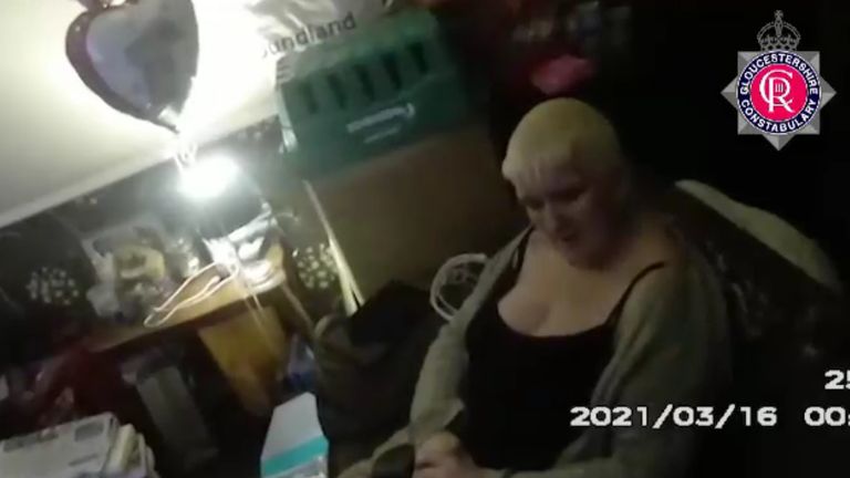 Amanda Wixon is arrested at her home. Pic: Gloucestershire Police