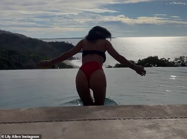 She was also showing off her figure while jumping in