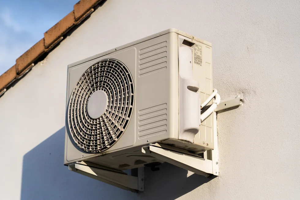 Heat pump outside house