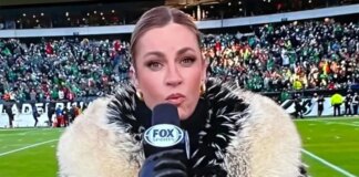 Erin Andrews’s fur coat takes centre stage during Seahawks vs Rams game
