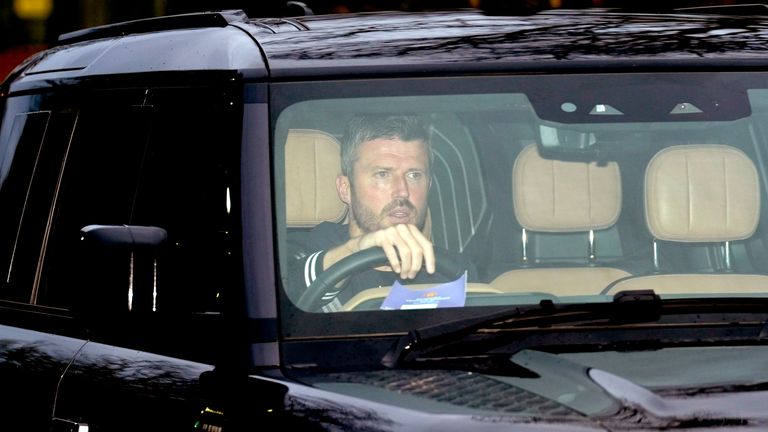 Michael Carrick arriving at the Trafford Training Centre, Carrington, on Tuesday. Pic: PA